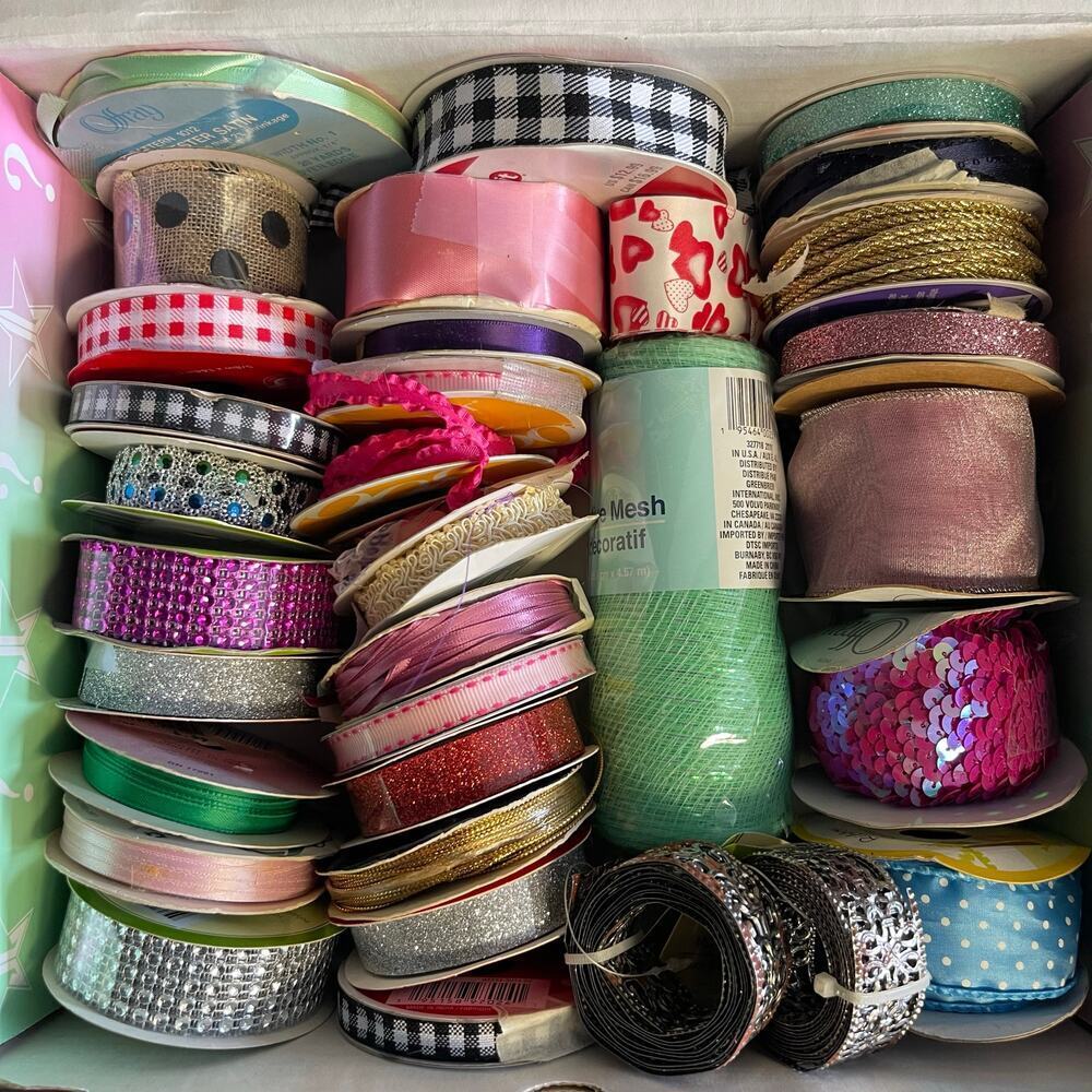 RIBBONS HUGE LOT of Decoration Ribbons Christmas Wrapping Scrapbooking Decor